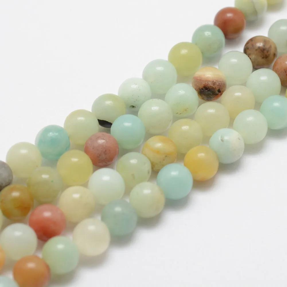 1 Strand 4mm 6mm 8mm Round Natural Stone Beads Flower Amazonites Loose Beads for Jewelry Making DIY Bracelet Mineral